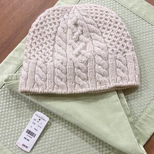 Brooks Brothers Cream Cable Knit Hat